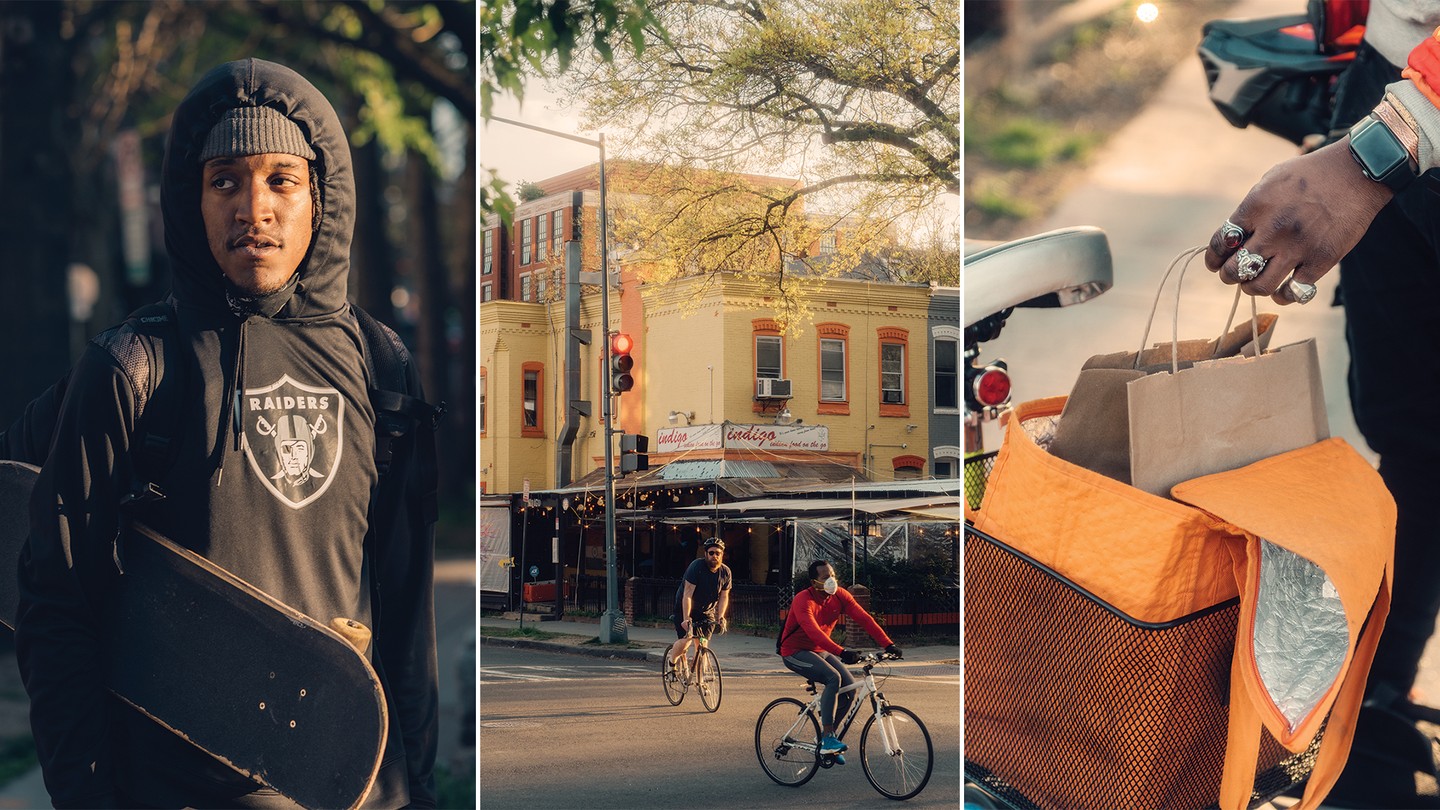 photos of food delivery workers