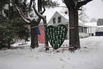 A memorial for victims of the Sandy Hook shooting.