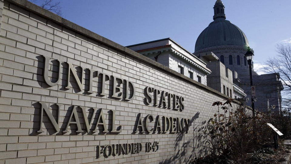 A sign reads United States Naval Academy