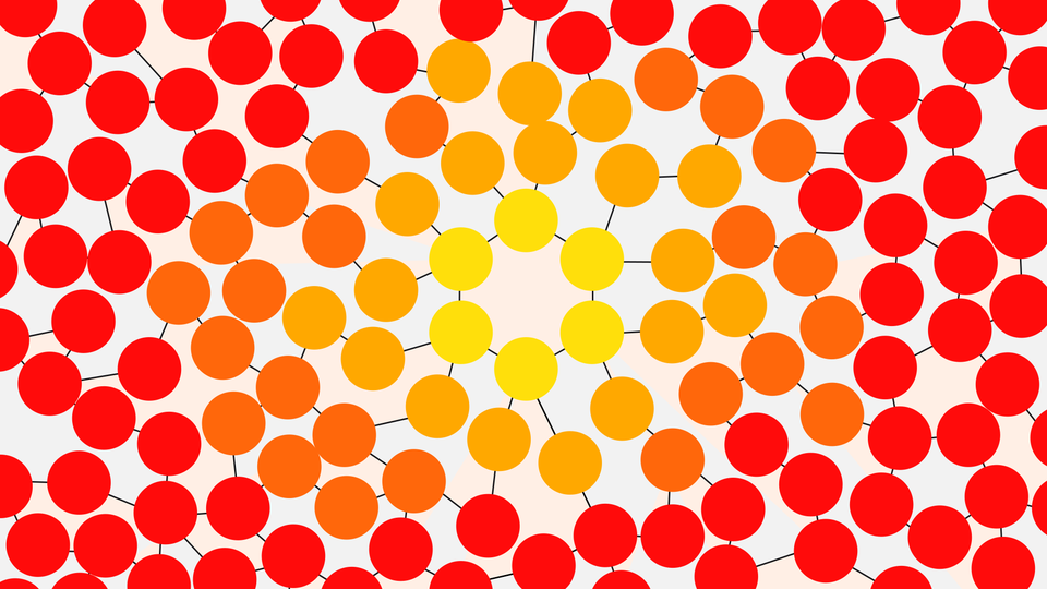 A network of red, orange, and yellow circles