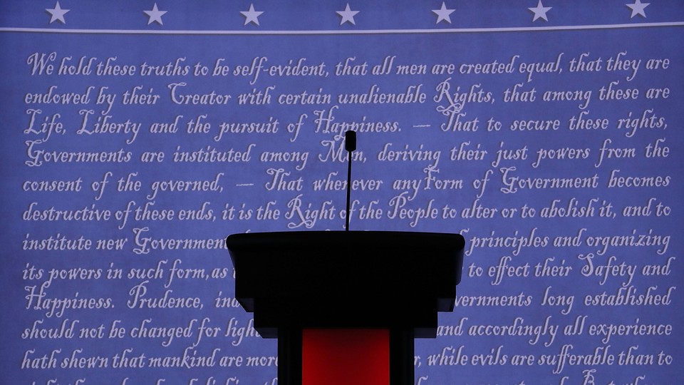 A photo of an empty podium
