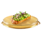 A photo-illustration of avocado toast on top of a golden platter