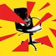 An illustration of an office chair with red pieces emanating from it.