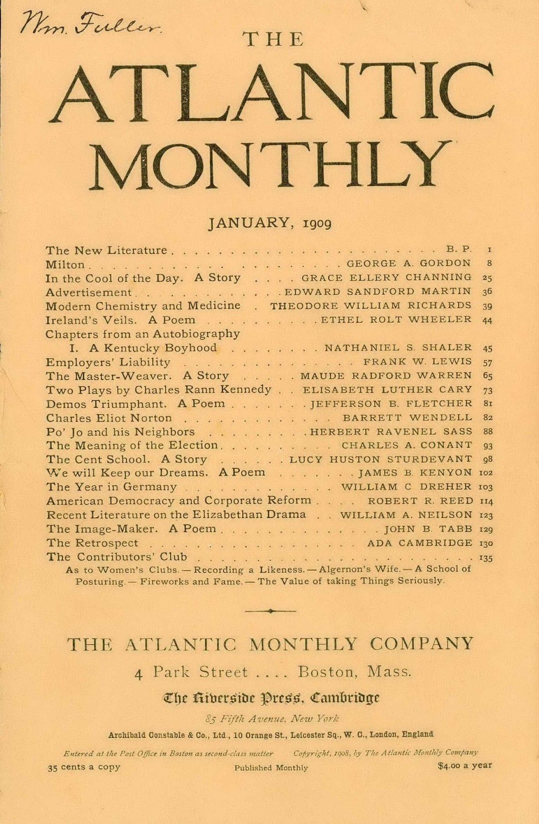January 1909 Issue The Atlantic