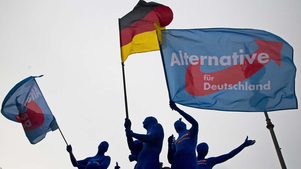 AfD supporters attend a rally in 2014.