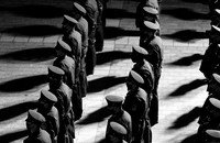 Police officers stand in rows