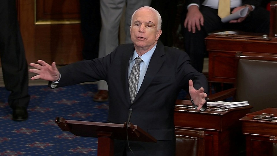 John McCain gives a speech to the Senate.