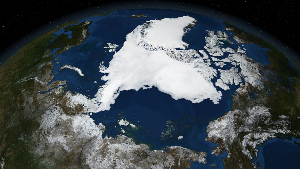 A satellite image of Arctic sea ice
