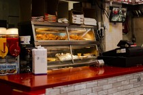 The counter of a Crown Fried Chicken