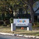 A person rides a bike at Google's Mountain View Campus.