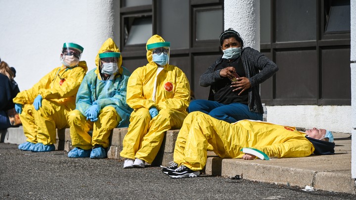 Healthcare workers in Jericho, New York.