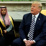 Trump welcomes Saudi Arabia's Crown Prince Mohammed bin Salman in the Oval Office at the White House.