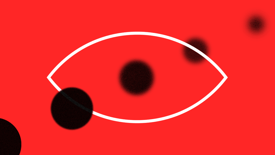 An illustration of an eyeball with faded circles