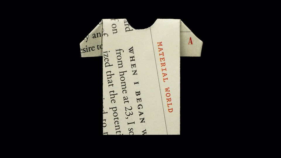 illustration: "Material World" column folded into a T-shirt shape