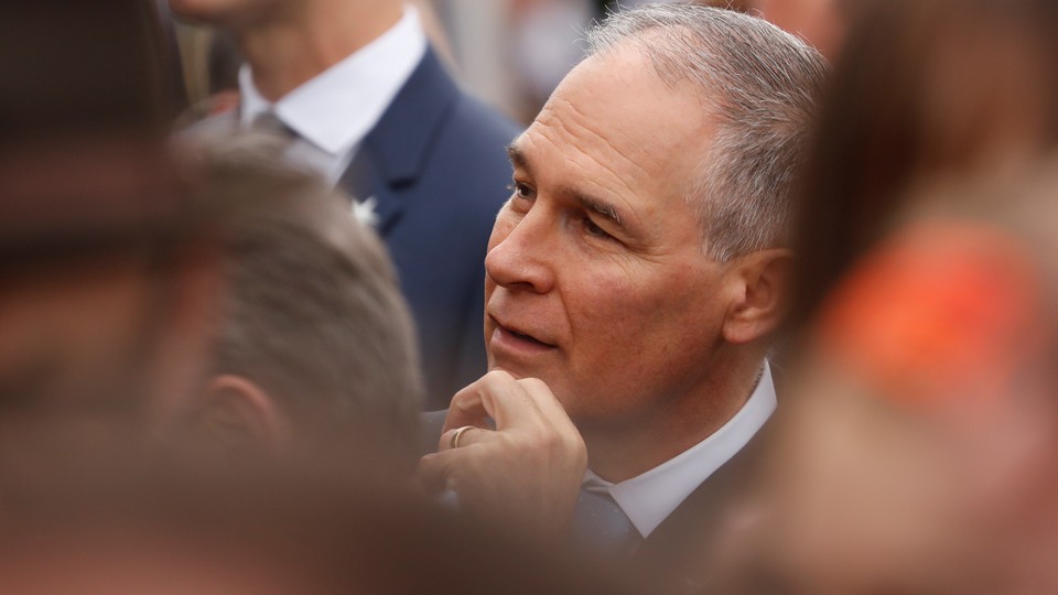 Scott Pruitt attends an arrival ceremony at the White House on Tuesday. 