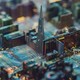 Photo-illustration of a computer chip made to look like the city of San Francisco