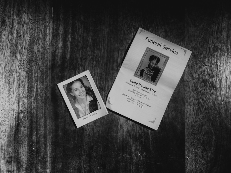 Funeral announcements on a table