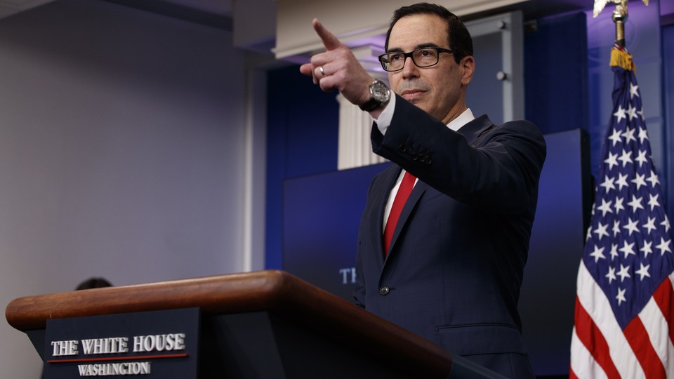 Mnuchin speaks at a daily White House press briefing on June 29.
