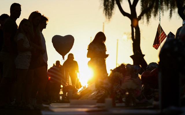 A photo of a makeshift memorial for Charlie Kirk