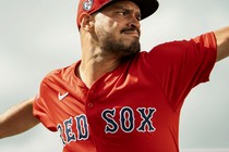 A player in a new 2024 Red Sox jersey