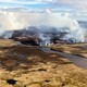 An aerial shot of a fire burning in Alaskan tundra