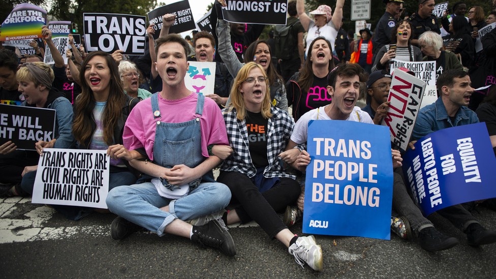 A protest supporting trans youth