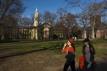 Two young women on Princeton's campus