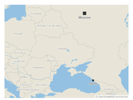 A map locating Sochi
