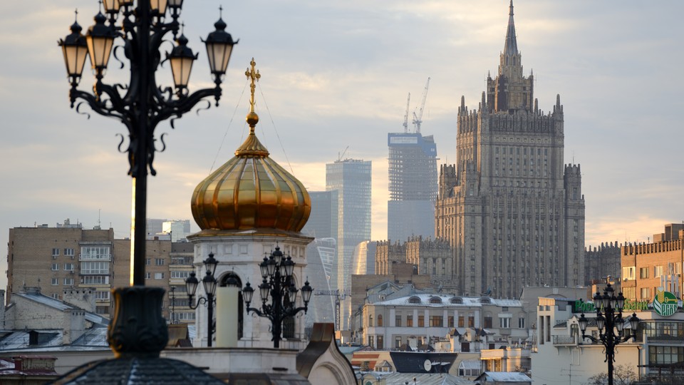 View of Moscow and one of seven Stalinist skyscrapers