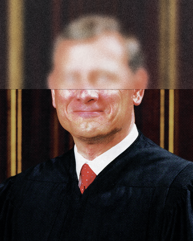 John Roberts with his upper face obscured