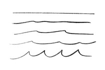 A drawing of 5 black lines, each becoming more wavy than the last as they move down the page