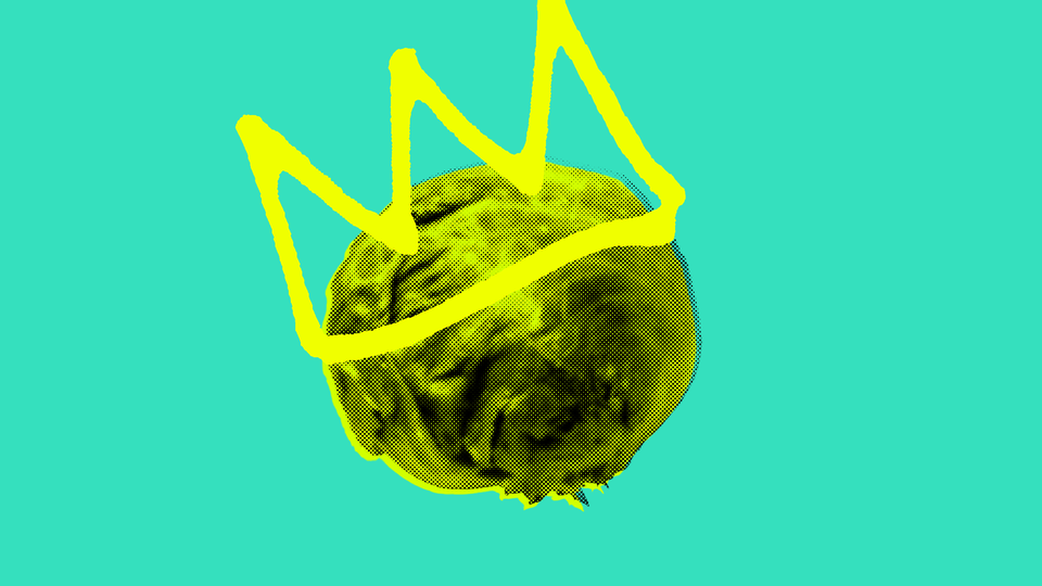 An illustration of a head of lettuce with a crown drawn on top