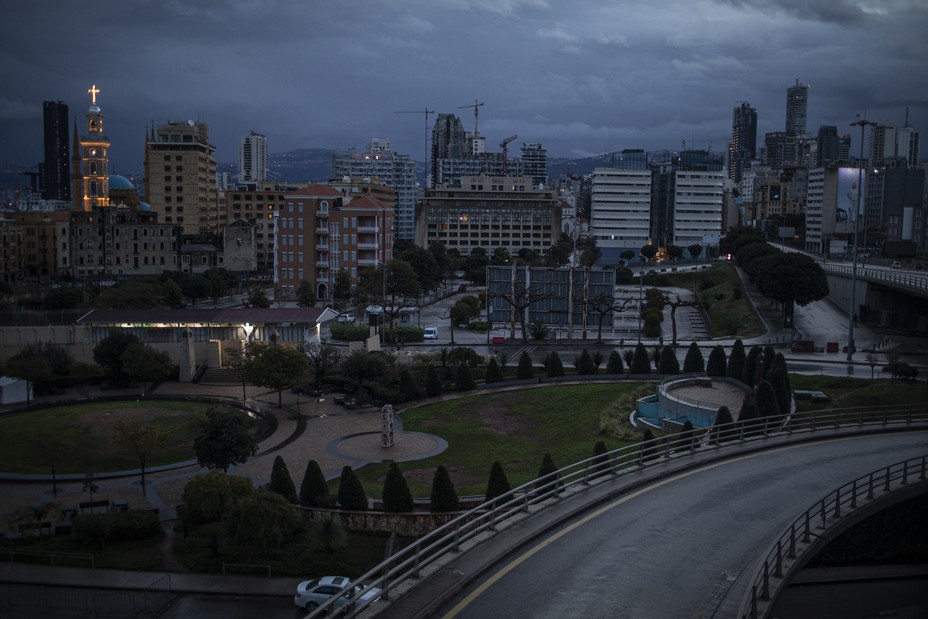 A general view of empty streets during a 24-hour lockdown in Beirut, Lebanon, on January 14, 2021