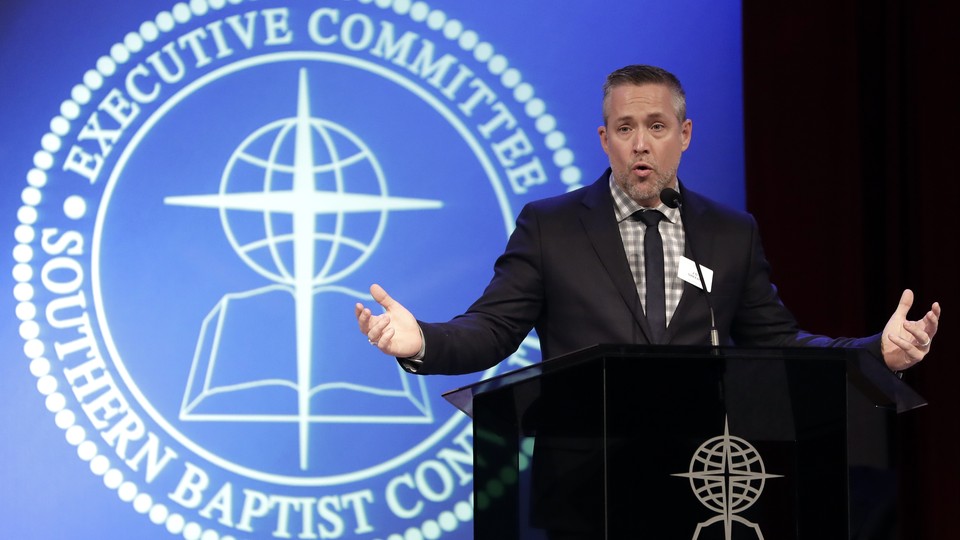 Southern Baptist Convention President J. D. Greear speaks to the denomination's executive committee on February 18, days after a newspaper investigation revealed hundreds of sexual-abuse cases by Southern Baptist ministers and lay leaders.