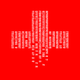 A cross made of white number in columns fades away against a red background