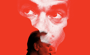 illustration of Martin Amis smoking with cloud of Martin Amis