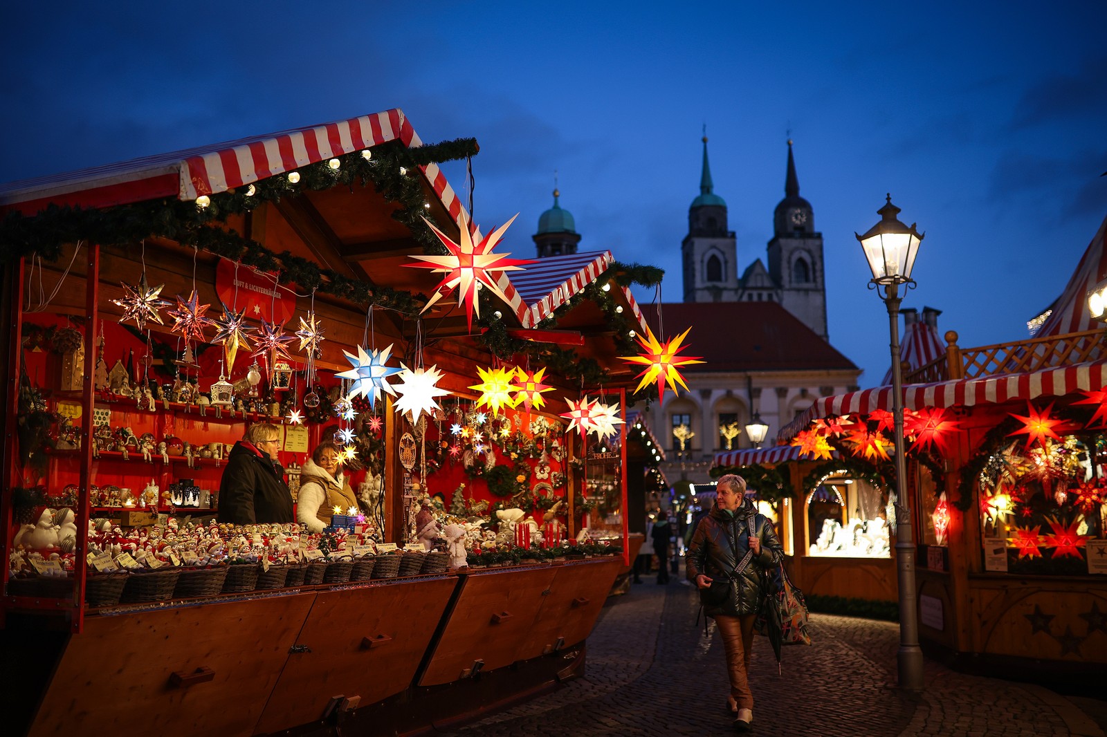 Visitors attend the opening of a Christmas market in Germany.