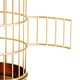 A golden birdcage with an open door