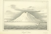 19th-century engraving of a volcano in Iceland 