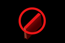 The spine of a read book makes up the slash in a circular "no" symbol.