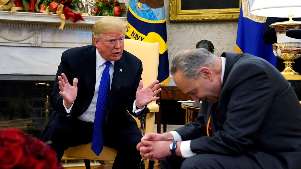President Trump spoke with Chuck Schumer in the Oval Office on Tuesday.