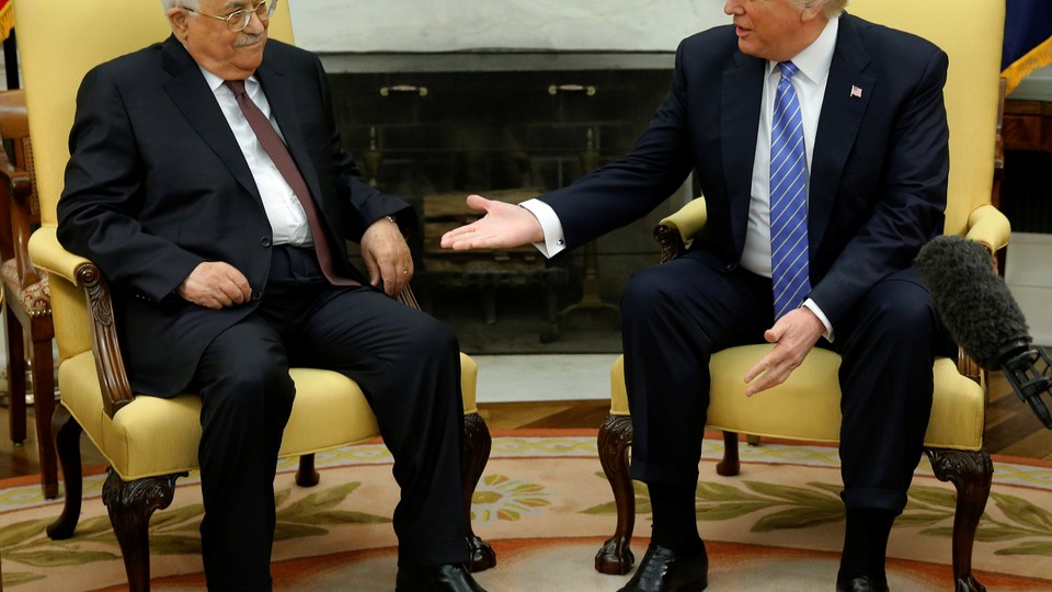 President Trump welcomes Palestinian President Mahmoud Abbas at the White House on May 3, 2017.