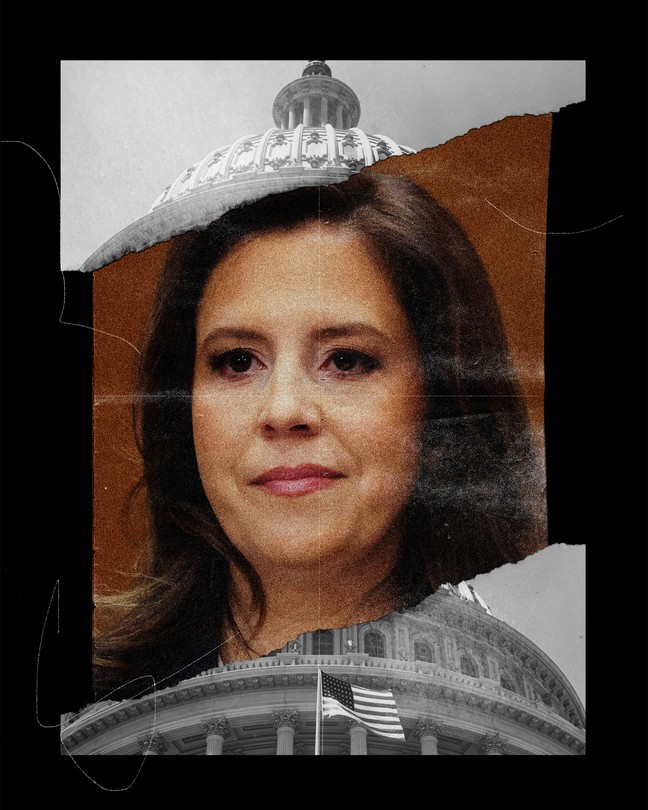 Collage showing Elise Stefanik