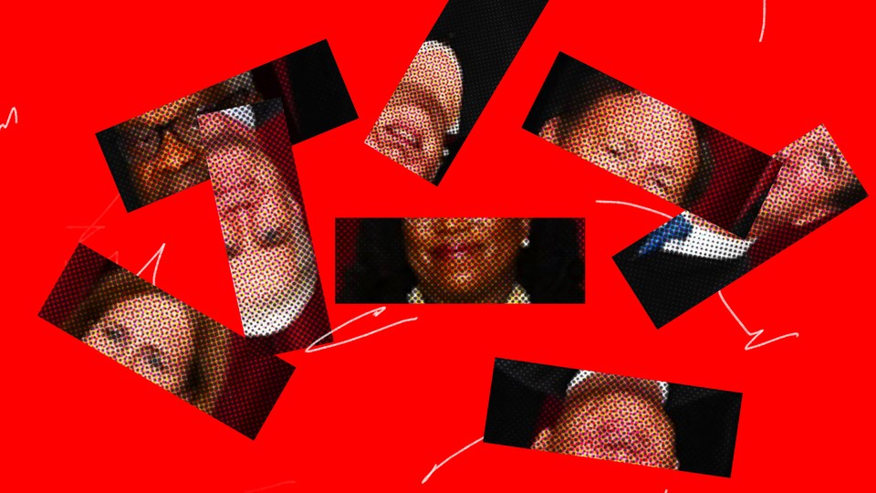 Illustration of Supreme Court justices' photos in disarray.
