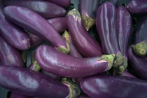 A pile of eggplants