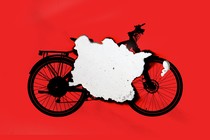 An illustration of an e-bike with a burn in the middle