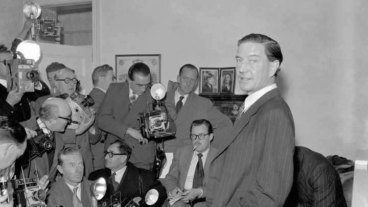 Kim Philby at a press conference in his parent's London home, in November 1955