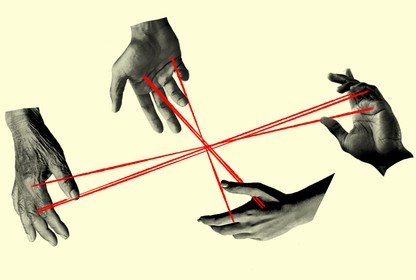 An illustration of hands with string
