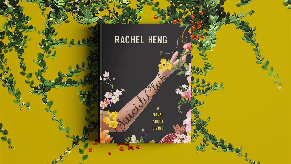 The cover of Rachel Heng's 'Suicide Club' with an illustrated backdrop
