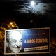 A billboard in Budapest, Hungary, with an image of the philanthropist George Soros on it.
